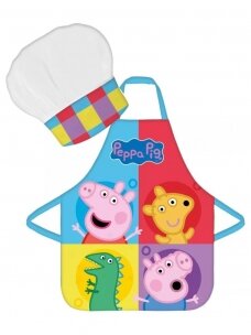 Vaikiška virtuvės šefo prijuostė su kepure Peppa Pig Team 2687D184