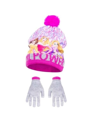 Vaikiška kepurė ir pirštinės Disney Princess Pink 3021D284