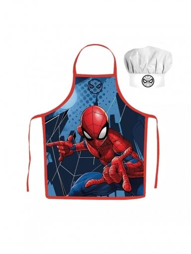 Vaikiška virtuvės šefo prijuostė su kepure Spiderman Blue 3327D01