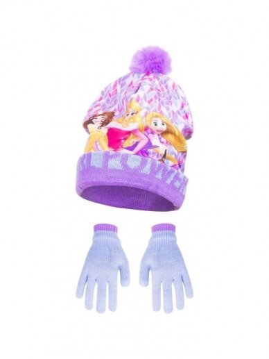 Vaikiška kepurė ir pirštinės Disney Princess Purple 3022D282 Vaikiška kepurė ir pirštinės Disney Princess Purple 3022D282
