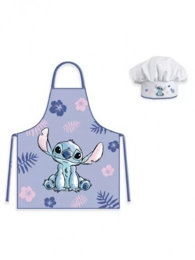 Vaikiška virtuvės šefo prijuostė su kepure Lilo and Stitch Purple 3109D93 Vaikiška virtuvės šefo prijuostė su kepure Lilo and Stitch Purple 3109D93