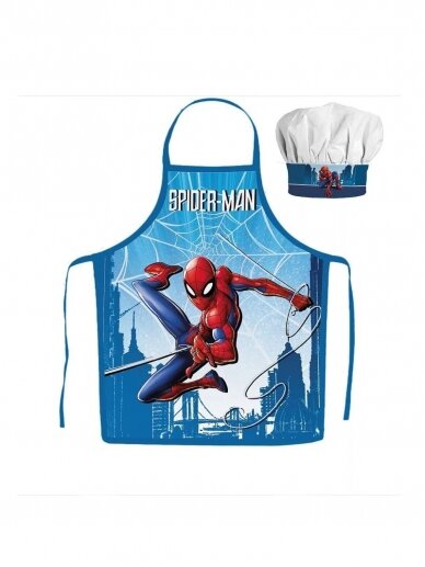 Vaikiška virtuvės šefo prijuostė su kepure Spiderman Skyline 3325D118 Vaikiška virtuvės šefo prijuostė su kepure Spiderman Skyline 3325D118