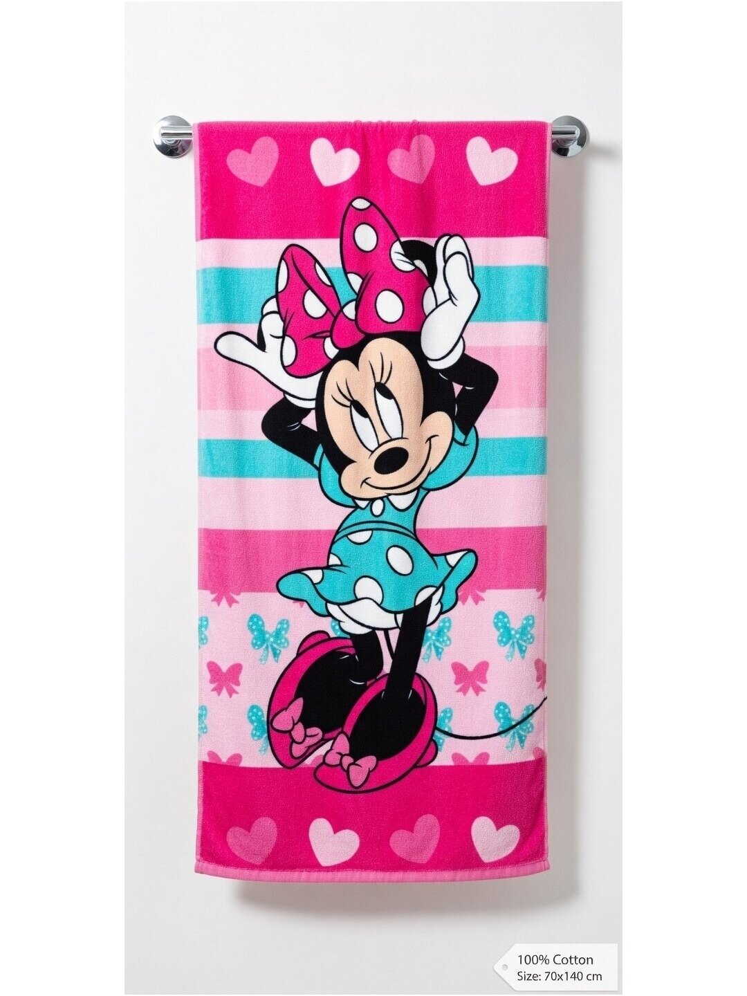 Vonios ir paplūdimio rankšluostis Minnie Hearts 5187D48 Vonios ir paplūdimio rankšluostis Minnie Hearts 5187D48